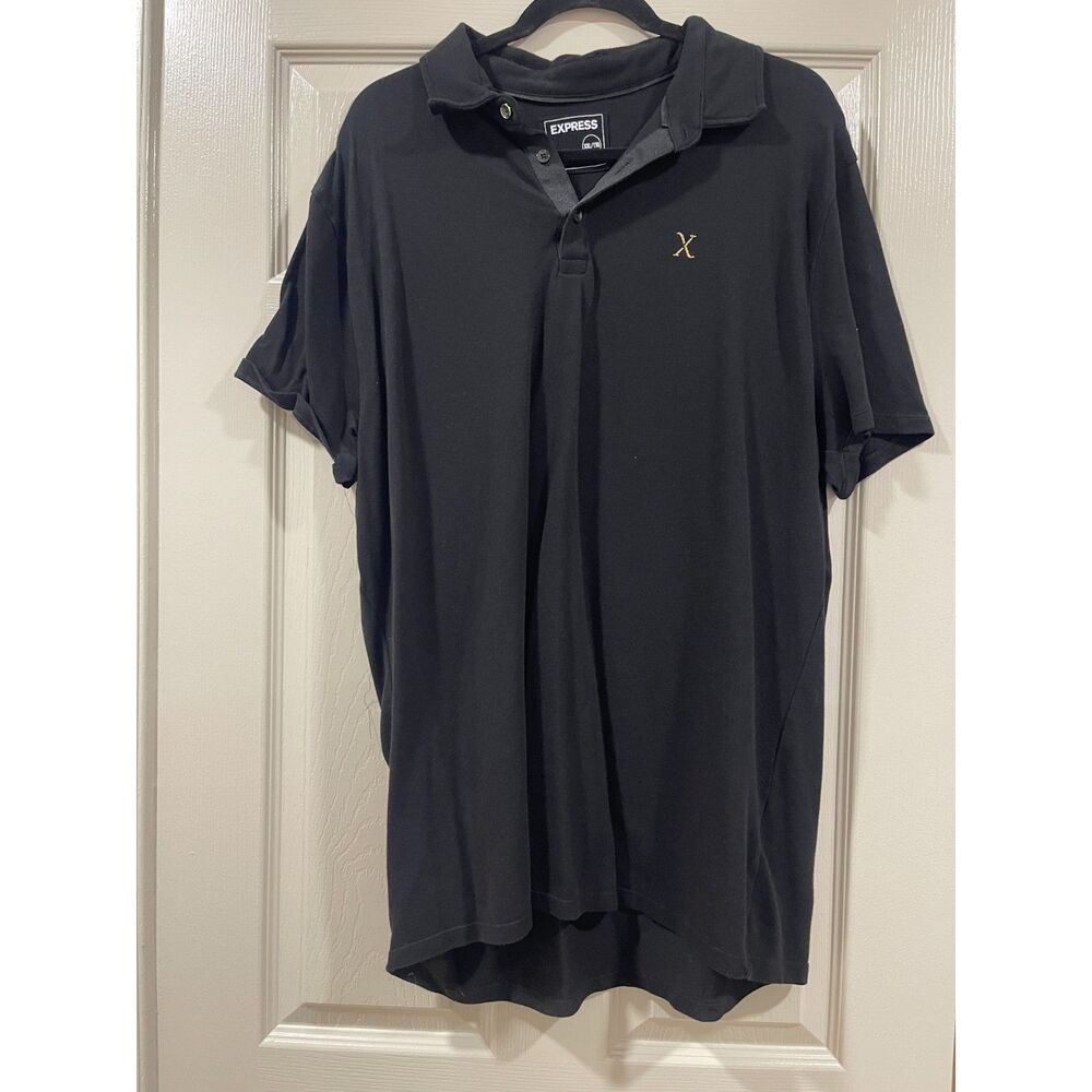 Express Men's Shirt XXL Stretch Moisture Wicking Black Collared Top